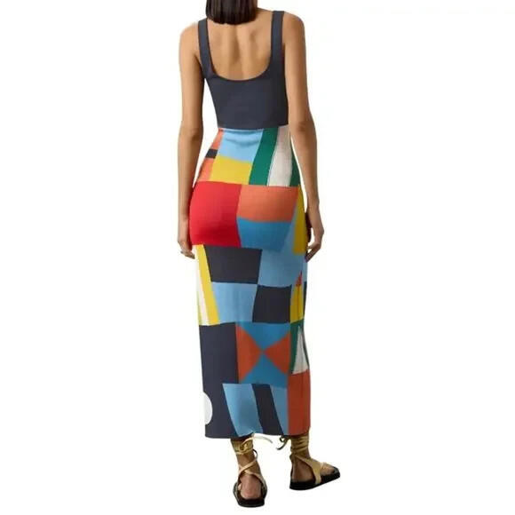 NEW, STAUD Katie Abstract Dress in Multi SZ L #MD1487 - Picture 3 of 8
